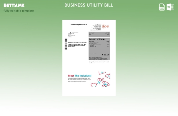 Модерен стил на Ireland Virgin Media Шаблон за верзија на деловните сметки за  1